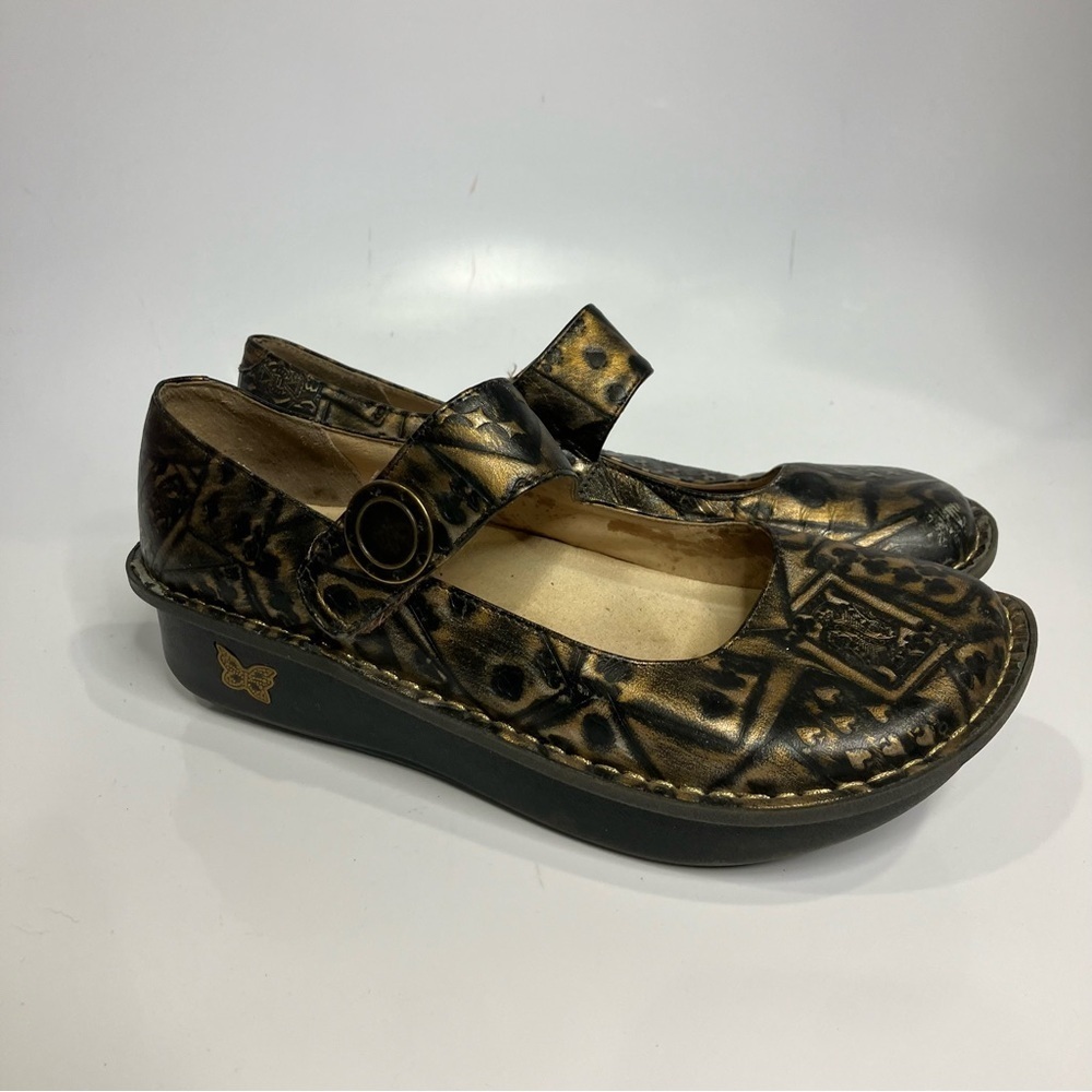 Alegria Paloma poker face mary Jane comfort Shoes gold black size 37